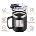 thumbnail image 2 of Aloufea Tasse à Café Isolée en Acier Inoxydable 12Oz avec Poignée, Gobelet à Double Paroi avec Couvercle Rabattable, Noir, Lot de 2, 2 of 5