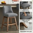 thumbnail image 3 of Newest 30" Swivel Bar Stools Set of 2, Dark Gray Linen Upholstery with High Back & Solid Wood Frame for Kitchen Island & Home Bar, 3 of 7