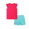 thumbnail image 3 of HILEELANG Girl Summer Shorts Set Ruffle Sleeve Cotton Outfits Pink Fish Top Shirt Check Shorts Pant 2PC Set 3T, 3 of 5