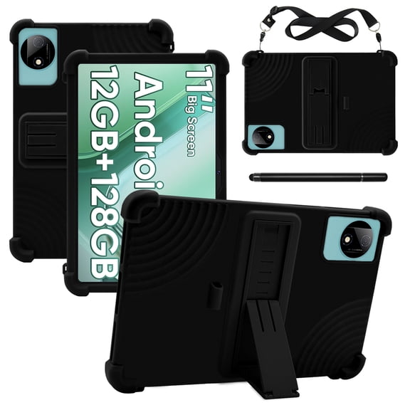 【RUIXH】For Ecopad T5 11-inch tablet case Ecopad Android 15 protective case silicone waterproof and drop-proof honeycomb cooling built-in stand pen slot design includes shoulder strap and stylus