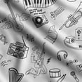 thumbnail image 1 of Soimoi Musical Instruments Print, Silk Fabric, Decor Sewing Fabric by The Yard 42 Inch Wide,Decorative Fabric for Shirts Suits Ties, White & Black, 1 of 5