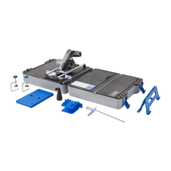 Restored Dremel Blueprint Portable Saw Station with 12V Brushless Compact Circular Saw and Multi-Purpose Cutting Case