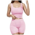 thumbnail image 2 of Women's Lightweight Two Piece Set Tank Top & Shorts, Perfect for Beach or Vacation Women's Casual Long Sleeve Shorts Set Comfortable Wear Soft Breathable Outfit For Everyday Spring Summer Fall, 2 of 5