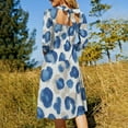 thumbnail image 5 of Blue Beige Watercolor Cheetah Print Women's Fall Dresses Casual Loose Flowy Swing Shift Dress, 5 of 9