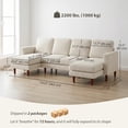thumbnail image 3 of HOMCOM Sectional Sofa, U Shaped Couch with Double Chaise, Beige, 3 of 10