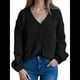 thumbnail image 3 of Suéter Tipo Cárdigan con Botones para Mujer, de Otoño, Holgado e Informal, de Punto Negro L, 3 of 7