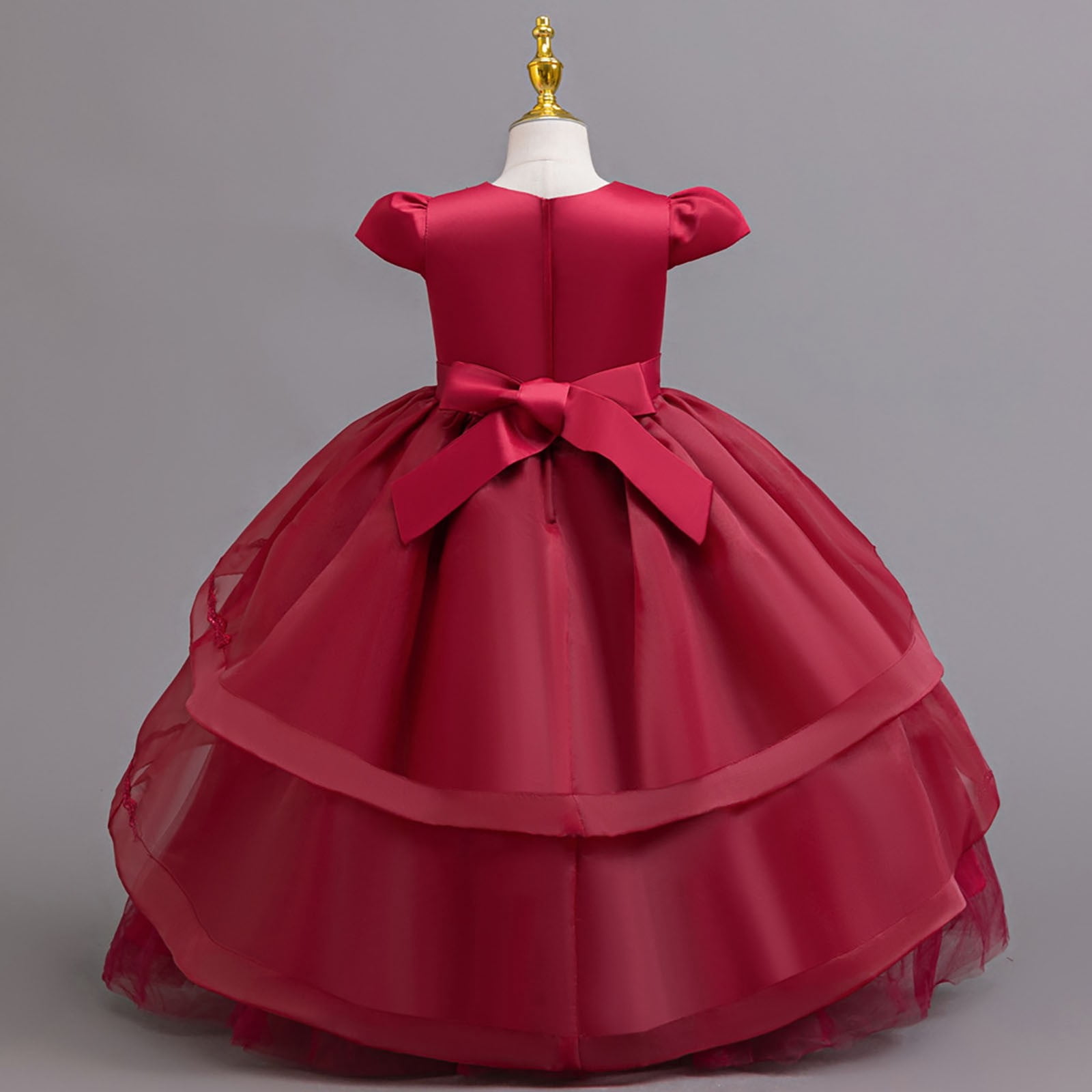 Girls' Dress with Sequins and Floral Embroidery Formal Party Dress Princess Puffy Dresses for Children Gown