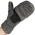 thumbnail image 3 of BambooMN Wool Acrylic Knitted Winter Convertible Half Fingerless Glove Mittens Combo - Black and White - 1 Pair, 3 of 7