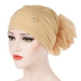 thumbnail image 6 of Mightlink Muslim Women Faux Pearl Flower Hat Hijab Hair Loss Head Scarf Turban Cap Wrap, 6 of 7