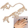 thumbnail image 4 of Anillos Unidos, Anillos Unidos De Nudillos, Tamaño Ajustable, Oro, Regalo Perfecto, Hojas De Flores Con Caja De Embalaje Para Mujeres Para Decoración De Manos ANGGREK Chain Combination Rings, 4 of 8