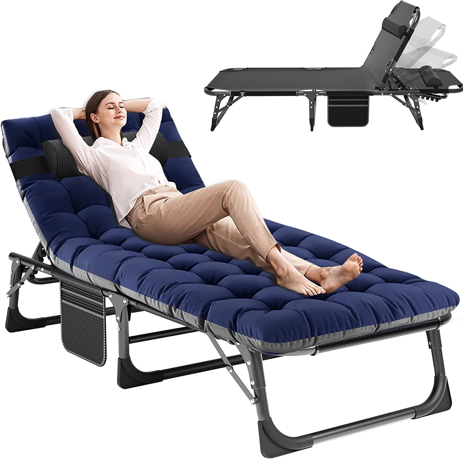 Slsy 4Fold Folding Camping Cot with 2 Sided Mattress & Pillow