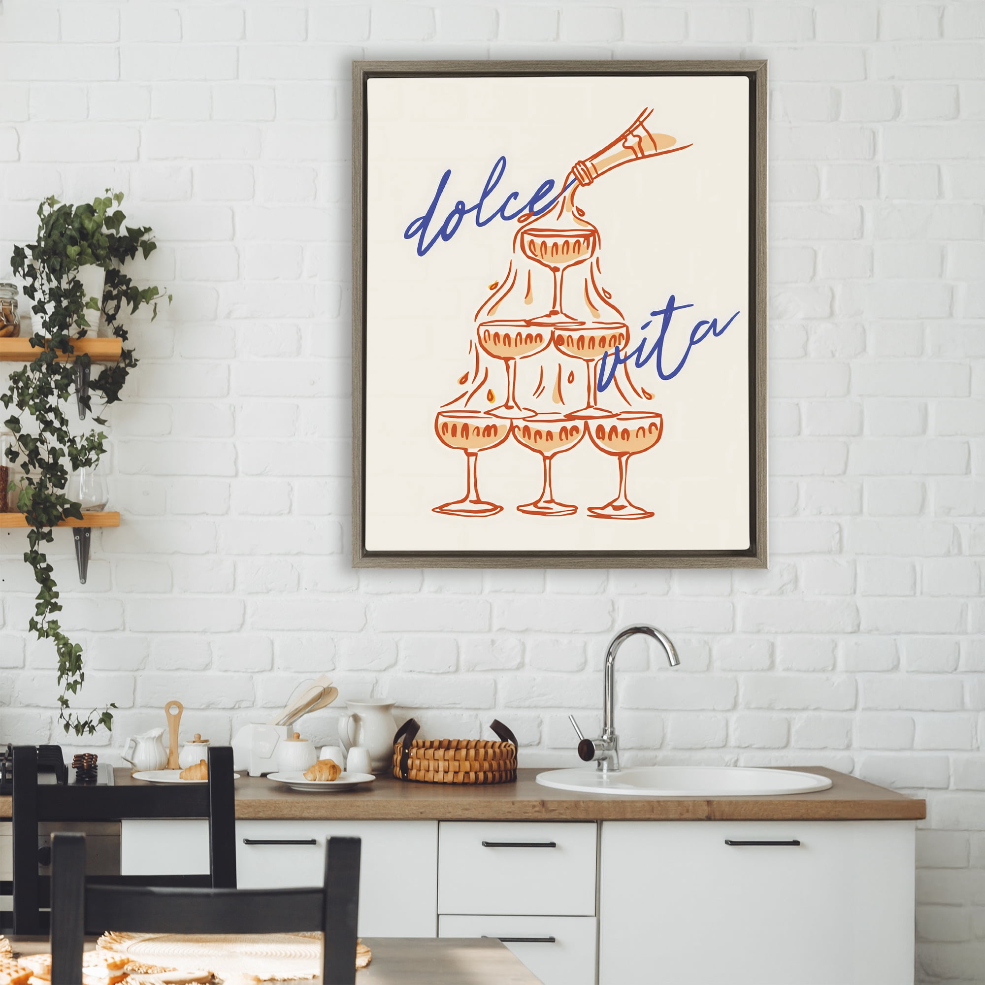 Stupell Industries Dolce Vita Champagne Tower Brown Framed Floater Canvas Wall Art, design by The Prints Vibe