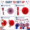thumbnail image 4 of 4th of July Patriotic Decorations Set - I LOVE USA Banner,Paper Fans,Pom Poms,and Swirls for Memorial Day,20 Pcs, 4 of 7