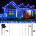 thumbnail image 3 of 1set, Solar String Lights Outdoor Waterproof, Blue Solar Meteor Rain Lights, 8 Tubes 144 Led Solar Icicle Drop Rain Lights, Christmas Tree Yard Party Patio Christmas Decoration, Waterproof Solar Pati, 3 of 4