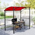 thumbnail image 2 of Outsunny 7' x 5' BBQ Grill Gazebo Tent with Steel Frame Hooks Wine Red, 2 of 10