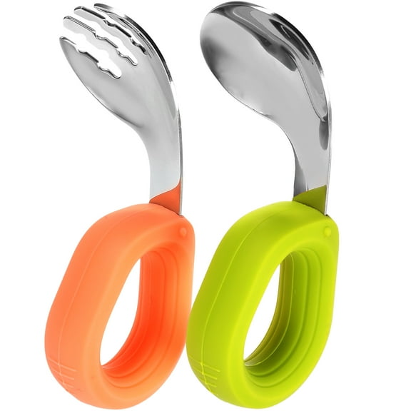 ELAYARD Toddler Spoon and Fork Set with Silicone and Stainless Steel for Home Training 1 Piece