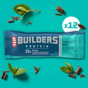 CLIF BUILDERS Protein Bars Chocolate Mint Flavor, Plant Protein, Gluten Free Bars, 12ct