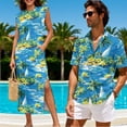 thumbnail image 4 of Jeiento Matching Summer Outfits for Couples Hawaiian Short Sleeve Shirts Coconut Tree Summer Beach Sleeveless Maxi Dress with Pockets, 4 of 6