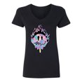 thumbnail image 2 of Wild Bobby Trippy Happy Face Women Standard V-Neck Tee, 2 of 6