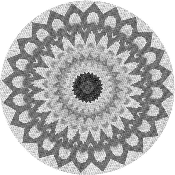 Ahgly Company Indoor Round Patterned Platinum Gray Area Rugs, 7' Round