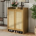 thumbnail image 2 of Luban Nese Boho Rattan Shoe Storage Cabinet Wooden Freestanding 2 Doors, 2 of 7