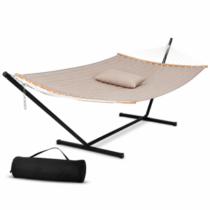 Double Hammock Curved Bar Hammock with 12FT Steel Stand