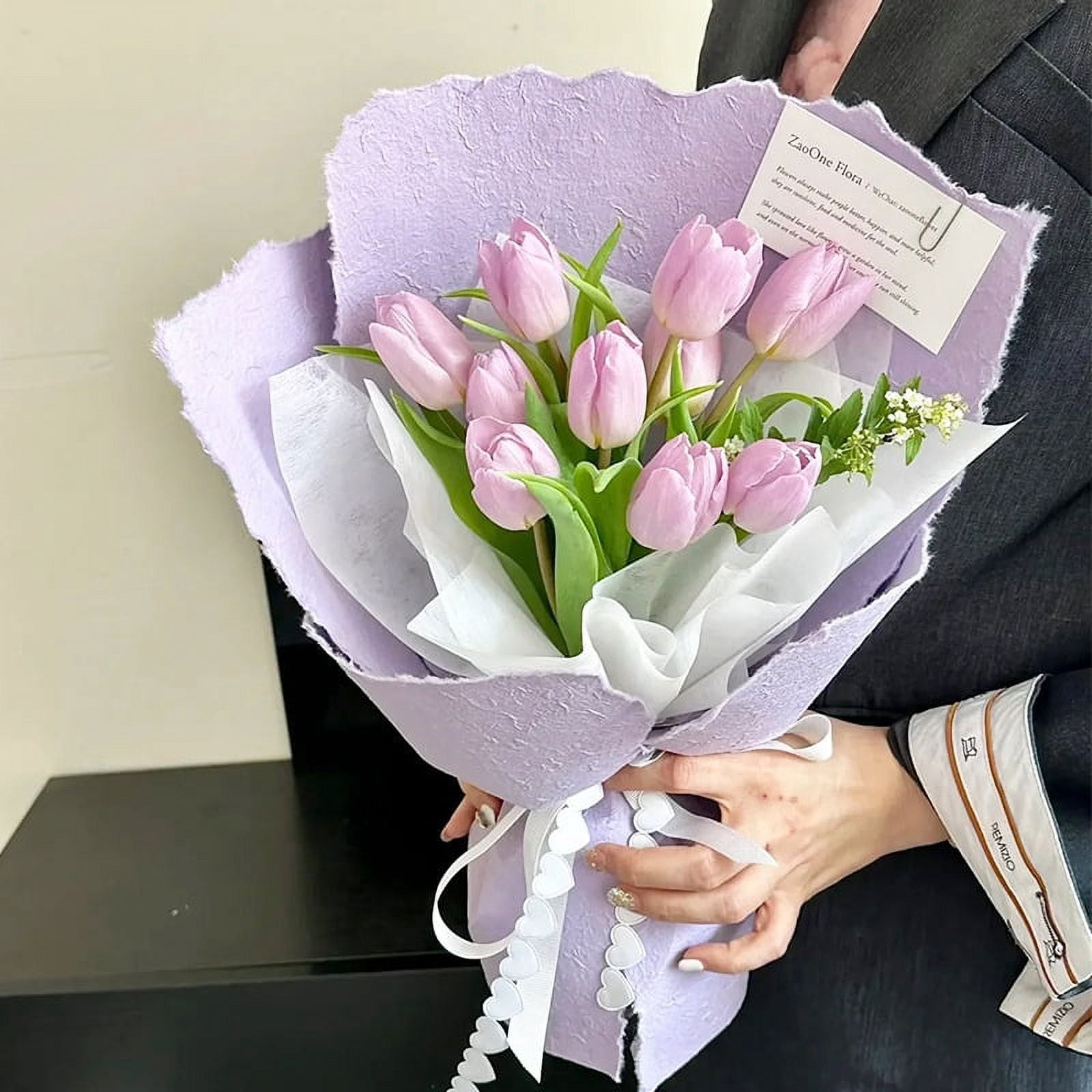 NAMZI Hand Tear Dongba Paper, Flower Bundle Packaging Paper, Flower Art Package, Flower Hand Tear Paper, Handmade Material Art Paper (Chocolate Color)