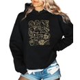 thumbnail image 2 of Touch Down Season Football Hoodie for Women & Teen Girls Cute Game Day Collage Sweatshirt Black Hoodie Large, 2 of 8