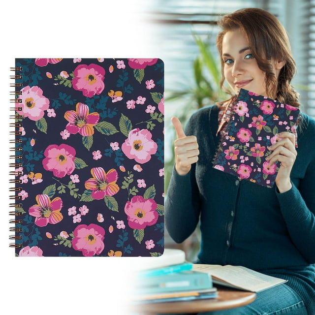 Floral Aesthetic Spiral Notebook 8x6 Cute Lined Journalings Notebooks with Pocket for Work & School College Ruled Notebooks for Girls Notes & Planning(H)