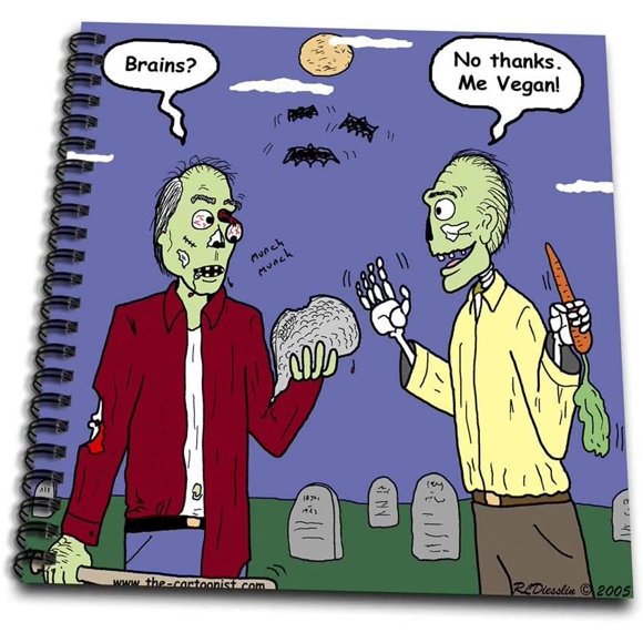 3dRose db_3810_3 Halloween Zombie Vegans Mini Notepad, 4 by 4"