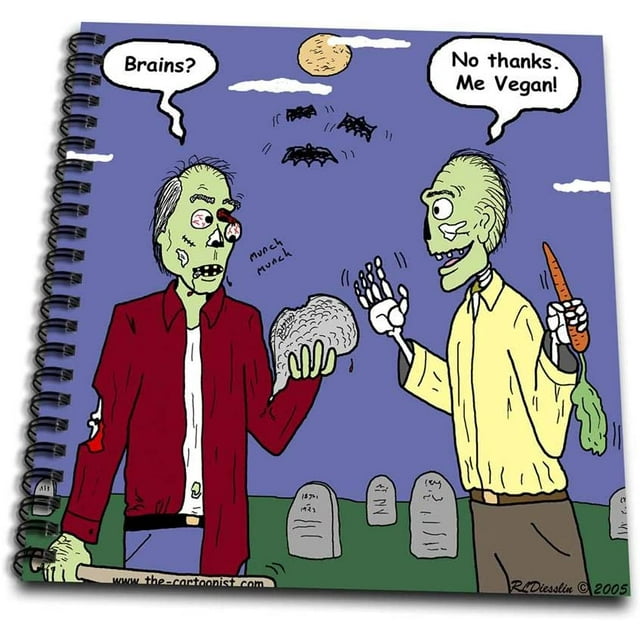 3dRose db_3810_3 Halloween Zombie Vegans Mini Notepad, 4 by 4"