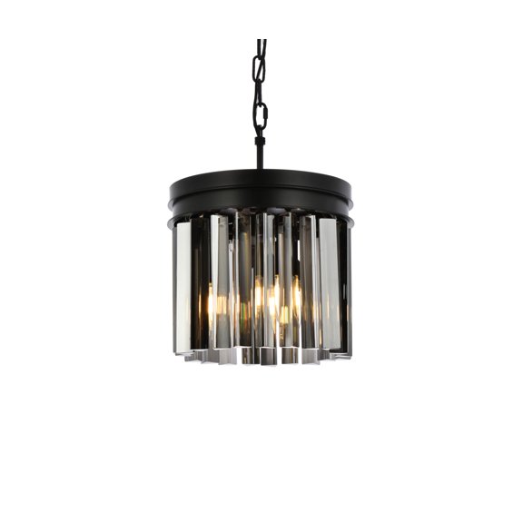 1208 Sydney Collection Pendent lamp D:12" H:13" Lt:3 Mocha Brown Finish (Royal Cut Silver Shade Crystals)