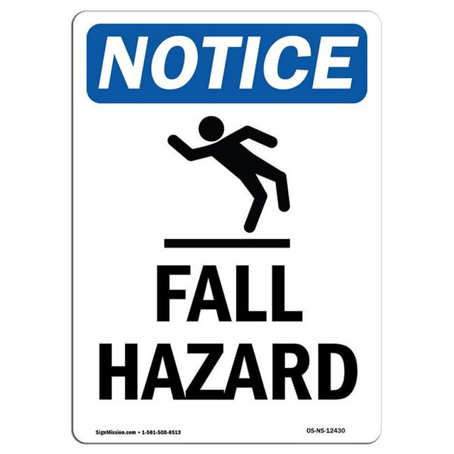 SignMission OS-NS-A-710-V-12430 7 x 10 Po Panneau de Signalisation - Risque de Chute