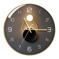 thumbnail image 1 of Decoración de cocina de 12 pulgadas, madera de moda, números árabes, sala de Un marco de oro Sunnimix Reloj de pared, 1 of 7