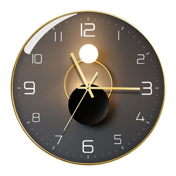 Decoración de cocina de 12 pulgadas, madera de moda, números árabes, sala de Un marco de oro Sunnimix Reloj de pared