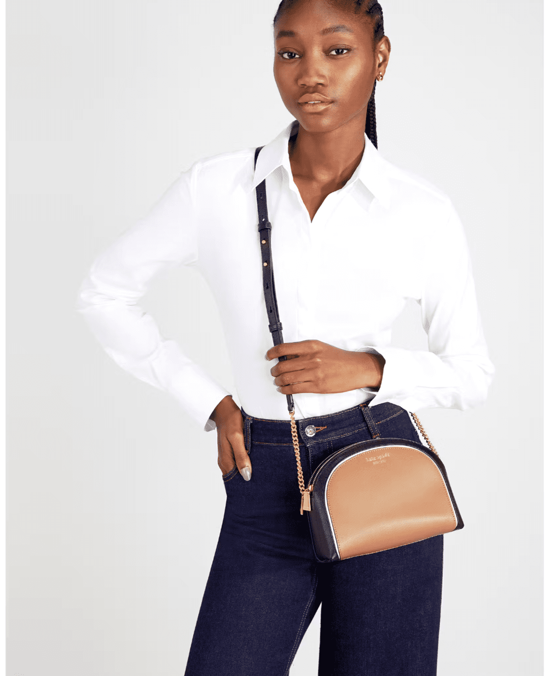 Kate Spade Morgan Colorblocked Double Zip Dome Crossbody Cafe