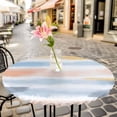 thumbnail image 3 of Watercolors Yellow Blue Stripes Elastic Fitted Round Table Cover Abstract Art Waterproof Outdoor Tablecloth for Holiday Party, Picnic, Patio & Dining Fits Tables Up to 45"-54", 3 of 8