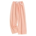 thumbnail image 3 of SROBPTY Fall Womens Pants Print Plaid Soft Cotton Elastic Waist Wide Leg Trousers, 3 of 4
