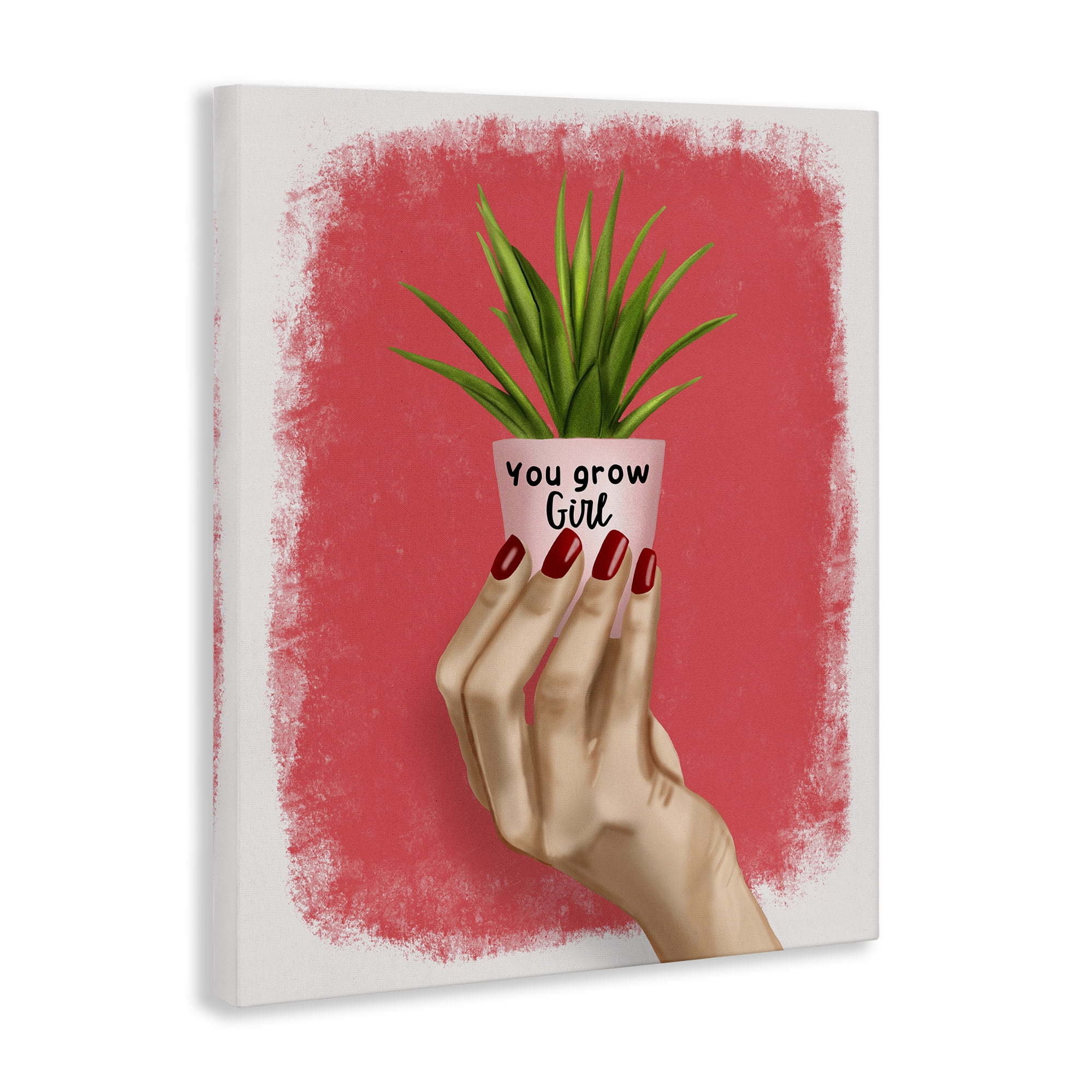 Stupell Industries You Go Girl Plant People Painting Wrapped Canvas Art Print Wall Art, 16 x 20