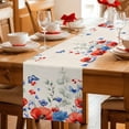 thumbnail image 4 of Blue Red Flowers Cotton Linen Table Runner for Dining Kitchen, Elegant Spring Floral Butterfly Rustic Wedding Outdoor Party Tablerunners, Dresser Scarf Coffee Tablecloth Runners 13x120 Inches, 4 of 8