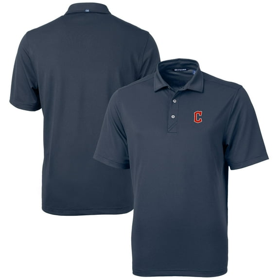 Men's Cutter & Buck Navy Cleveland Guardians Big & Tall Virtue Eco Pique Recycled Polo