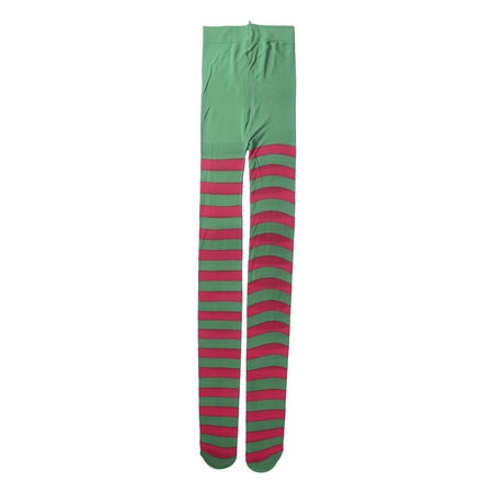 

Fanvereka Women s Pantyhose Striped Style High Waist Bag Foot Slim Fit Comfortable All-Match Base Socks Green One Size