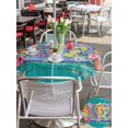 thumbnail image 5 of Outdoor Tablecloth with Umbrella Hole for Patio/Picnic/Party/Camping, Watercolor Flip Flops Waterproof Table Cloth Round Cover Washable, Summer Ocean Coral Starfish Floral Green (Dia 60"), 5 of 8