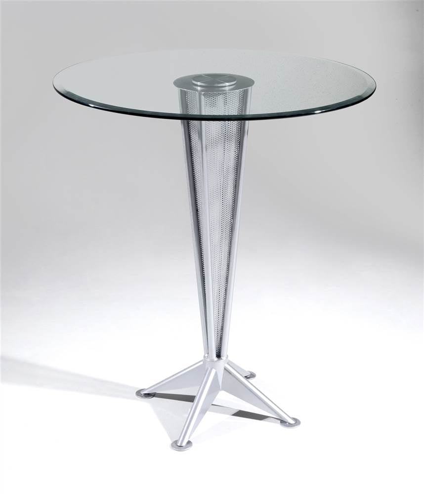 Modern Metal Pub Table With Glass Top Aluminium