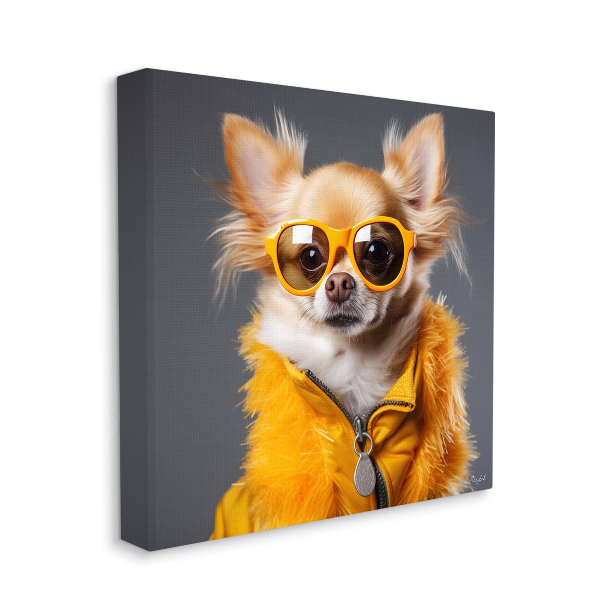 Stupell Industries Trendy Chihuahua Portrait Animals & Insects Painting Gallery Wrapped Canvas Art Print Wall Art, 30 x 30