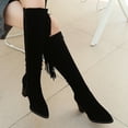 thumbnail image 6 of Fesfesfes Fuzzy Boots for Women Shoes Fashion Retro Solid Color Ethnic Style Suede Fringed Female High US:7.5(40), 6 of 9