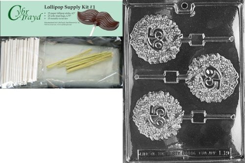 CybrtraydPlain Record Miscellaneous Chocolate Candy Mold with Packaging Bundle Includes 25 Cello Bags 25 Gold Twist Ties and Chocolate Molding Instructions