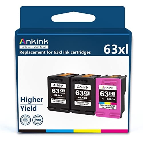 Cartucho de tinta Ankink High Yield 63XL, paquete de 2 unidades negras y 1 color