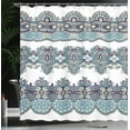 thumbnail image 4 of Ambesonne Paisley Shower Curtain, Triplet Design with Stripes, 69"Wx84"L, Blue and White, 4 of 5