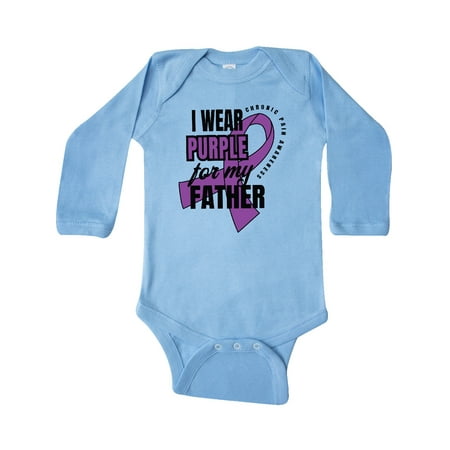 

Inktastic Chronic Pain I Wear Purple For My Father Gift Baby Boy or Baby Girl Long Sleeve Bodysuit